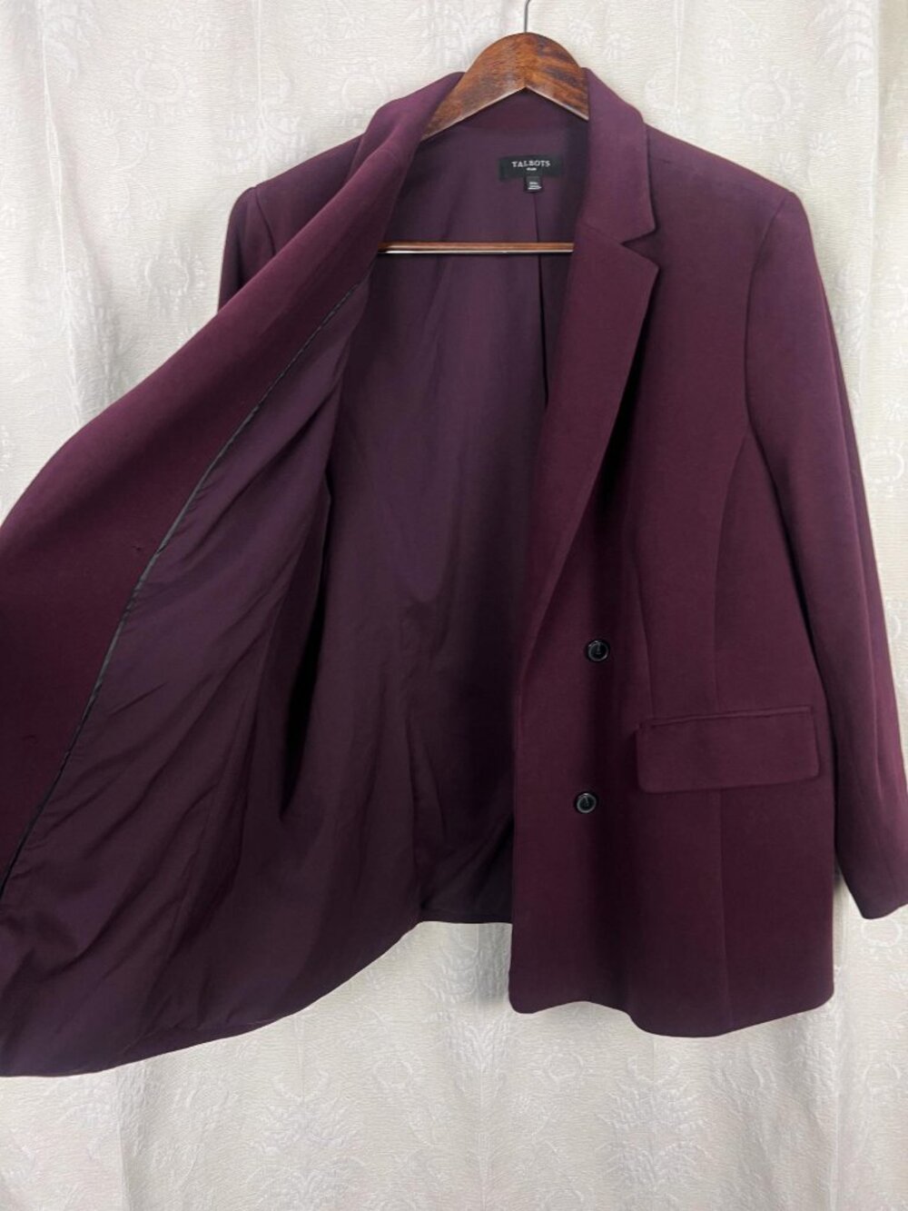 Talbots Woman felted cotton flannel open double-breasted blazer jacket classic - Picture 3 of 8